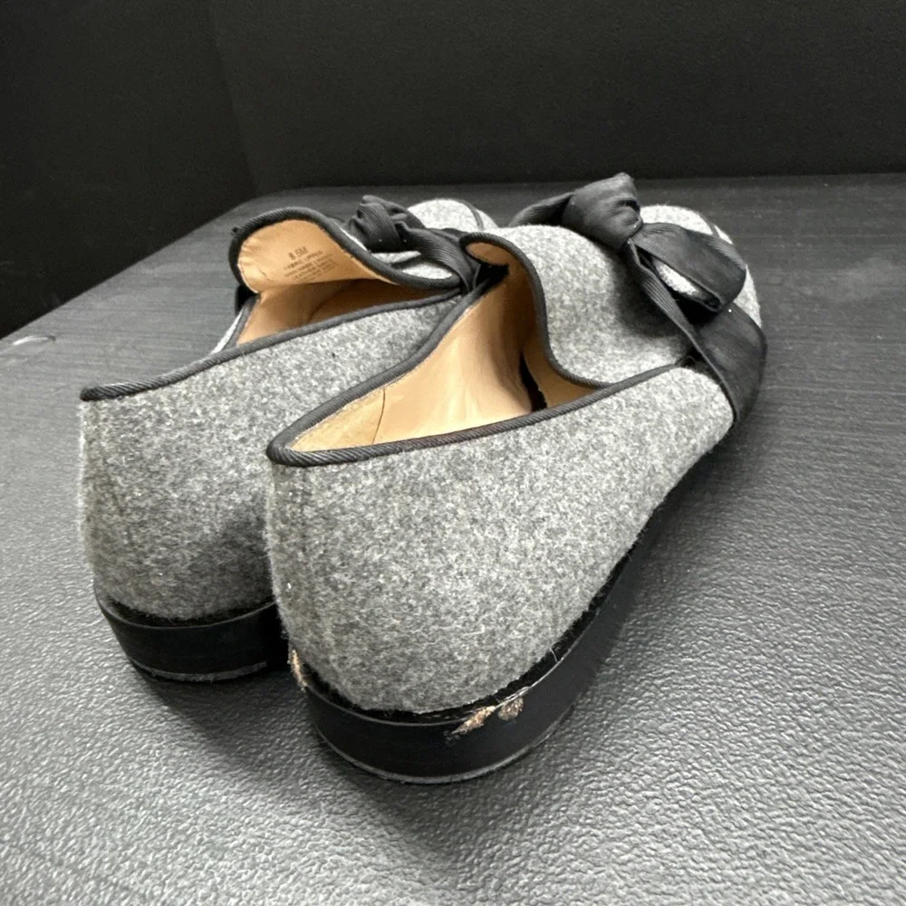 Antonio Melani Gray and Black Felt Loafers With Bow Shoes Size 8.5 (SEE PICTURE)
